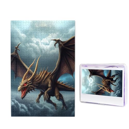 1000 Teile Puzzle – Fliegender Drache Puzzles für Erwachsene, herausforderndes Puzzle, personalisiertes Bild, Puzzle, Holzpuzzle, 74,9 x 50 cm von Dwrepo