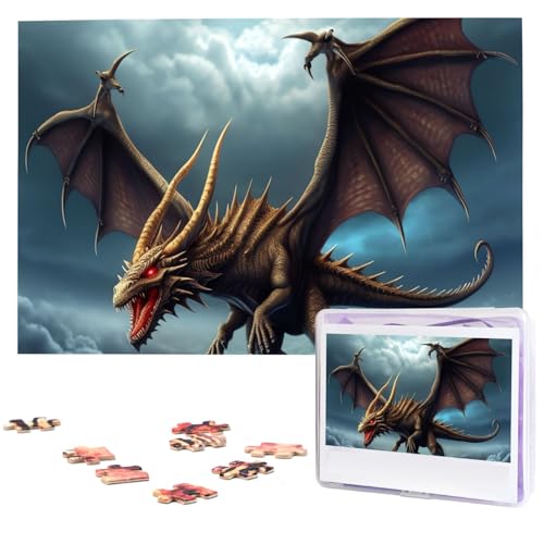 1000 Teile Puzzle – Fliegender Drache Puzzles für Erwachsene, herausforderndes Puzzle, personalisiertes Bild, Puzzle, Holzpuzzle, 74,9 x 50 cm von Dwrepo