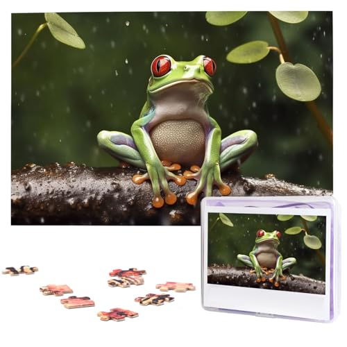 1000 Teile Puzzle – Friedensbaumfrosch-Puzzles für Erwachsene, herausforderndes Puzzle, personalisiertes Bild, Holzpuzzle, 74,9 x 50 cm von Dwrepo