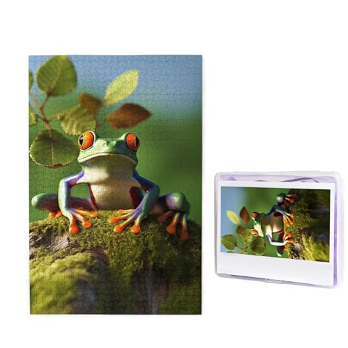 1000 Teile Puzzle – Friedensfrosch-Baum-Puzzles für Erwachsene, herausforderndes Puzzle, personalisiertes Bild, Holzpuzzle, 74,9 x 50 cm von Dwrepo