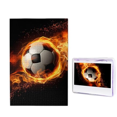 1000 Teile Puzzle – Fußball-Flamme Puzzles für Erwachsene, herausforderndes Puzzle, personalisiertes Bild, Puzzle, Holzpuzzle, 74,9 x 50 cm von Dwrepo