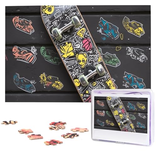1000 Teile Puzzle – Graffiti-Skateboard-Puzzles für Erwachsene, herausforderndes Puzzle, personalisiertes Bildpuzzle, Holzpuzzle, 74,9 x 50 cm von Dwrepo