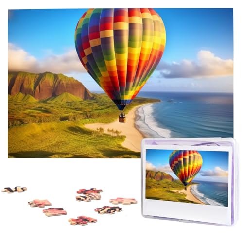 1000 Teile Puzzle – Hawaii Heißluftballon-Puzzles für Erwachsene, herausforderndes Puzzle, personalisiertes Bild, Holzpuzzle, 74,9 x 50 cm von Dwrepo