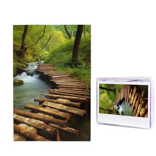1000 Teile Puzzle – Holzbrücke, Bachlauf, Wasserpuzzles für Erwachsene, anspruchsvolles Puzzle, personalisiertes Bild, Puzzle, Holzpuzzle, 74,9 x 50 cm von Dwrepo