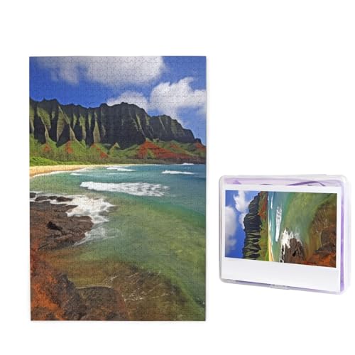 1000 Teile Puzzle – Kauai Hawaii Seashore Puzzles für Erwachsene, anspruchsvolles Puzzle, personalisiertes Bild, Puzzle, Holzpuzzle, 74,9 x 50 cm von Dwrepo