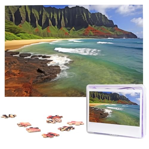 1000 Teile Puzzle – Kauai Hawaii Seashore Puzzles für Erwachsene, anspruchsvolles Puzzle, personalisiertes Bild, Puzzle, Holzpuzzle, 74,9 x 50 cm von Dwrepo