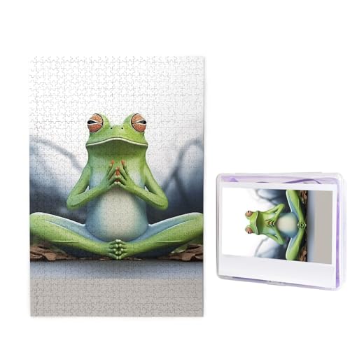 1000 Teile Puzzle – Lustige Yoga-Frosch-Puzzles für Erwachsene, herausforderndes Puzzle, personalisiertes Bildpuzzle, Holzpuzzle, 74,9 x 50 cm von Dwrepo