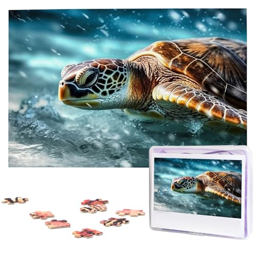 1000 Teile Puzzle – Meeresschildkröten-Puzzles für Erwachsene, herausforderndes Puzzle, personalisiertes Bildpuzzle, Holzpuzzle, 74,9 x 50 cm von Dwrepo