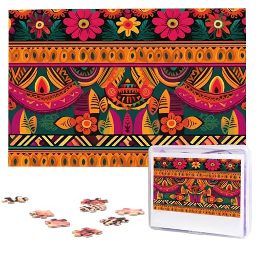 1000 Teile Puzzle – Mexikanische Volkskunst, Boho-Puzzles für Erwachsene, herausforderndes Puzzle, personalisiertes Bildpuzzle, Holzpuzzle, 74,9 x 50 cm von Dwrepo