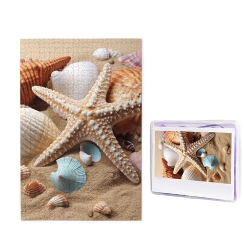 1000 Teile Puzzle – Muscheln Seestern Puzzles für Erwachsene, herausforderndes Puzzle, personalisiertes Bild, Puzzle, Holzpuzzle, 74,9 x 50 cm von Dwrepo