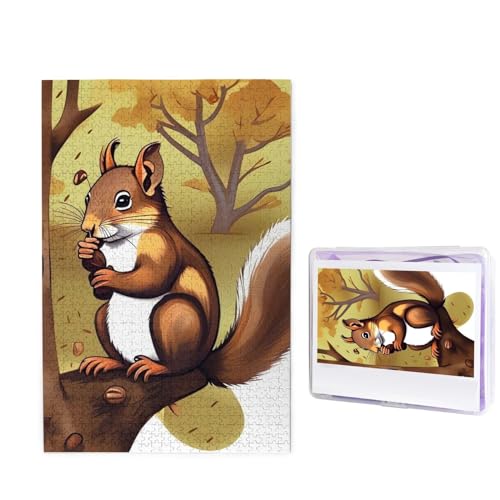 1000 Teile Puzzle – Nussfressende Eichhörnchen-Puzzles für Erwachsene, herausforderndes Puzzle, personalisiertes Bildpuzzle, Holzpuzzle, 74,9 x 50 cm von Dwrepo