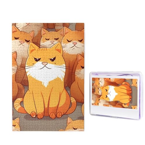 1000 Teile Puzzle – Orange Katzen Puzzles für Erwachsene, herausforderndes Puzzle, personalisiertes Bild, Puzzle, Holzpuzzle, 74,9 x 50 cm von Dwrepo