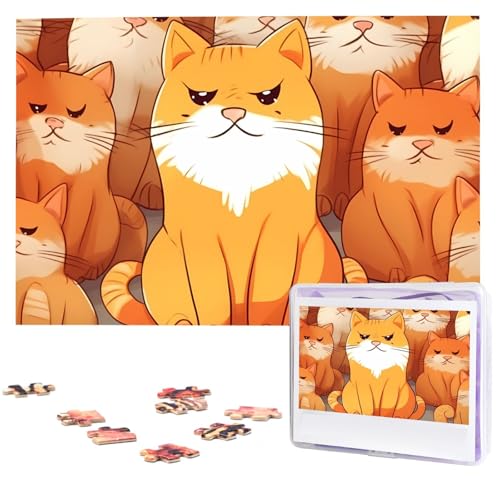 1000 Teile Puzzle – Orange Katzen Puzzles für Erwachsene, herausforderndes Puzzle, personalisiertes Bild, Puzzle, Holzpuzzle, 74,9 x 50 cm von Dwrepo