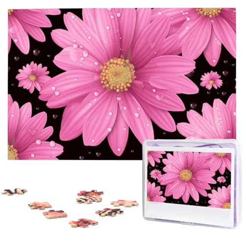 1000 Teile Puzzle – Polka Dot Flower Puzzles für Erwachsene, anspruchsvolles Puzzle, personalisiertes Bild, Puzzle, Holzpuzzle, 74,9 x 50 cm von Dwrepo