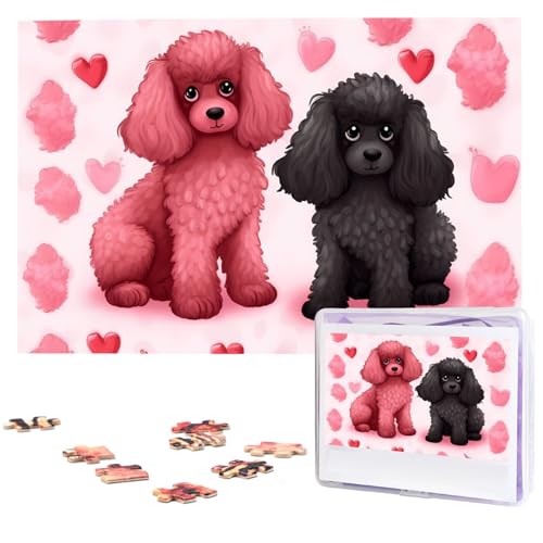 1000 Teile Puzzle – Pudel Hunde Puzzles für Erwachsene, herausforderndes Puzzle, personalisiertes Bild, Puzzle, Holzpuzzle, 74,9 x 50 cm von Dwrepo