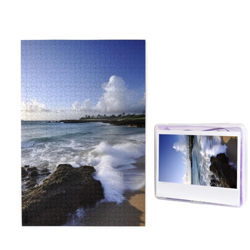 1000 Teile Puzzle – Puerto Rico – Strandpuzzles für Erwachsene, herausforderndes Puzzle, personalisiertes Bildpuzzle, Holzpuzzle, 74,9 x 50 cm von Dwrepo