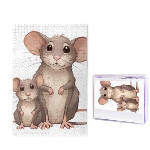 1000 Teile Puzzle – Ratten-Puzzles für Erwachsene, herausforderndes Puzzle, personalisiertes Bildpuzzle, Holzpuzzle, 74,9 x 50 cm von Dwrepo