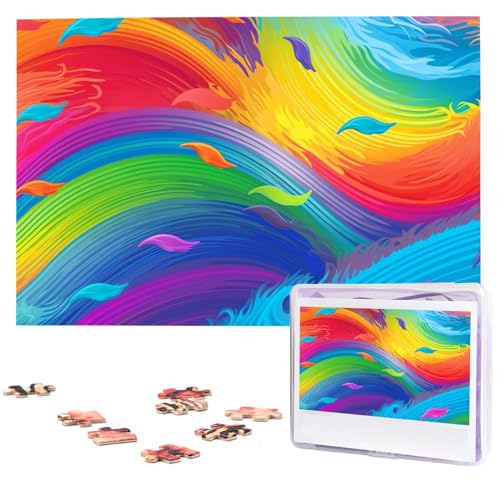 1000 Teile Puzzle – Regenbogen-Ozean-Puzzles für Erwachsene, herausforderndes Puzzle, personalisiertes Bildpuzzle, Holzpuzzle, 74,9 x 50 cm von Dwrepo