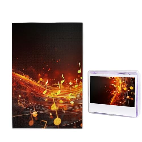 1000 Teile Puzzle – Rote Flamme Musiknoten-Puzzles für Erwachsene, herausforderndes Puzzle, personalisiertes Bildpuzzle, Holzpuzzle, 74,9 x 50 cm von Dwrepo