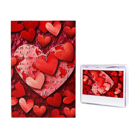 1000 Teile Puzzle – Rote Herzen, Liebespuzzles für Erwachsene, herausforderndes Puzzle, personalisiertes Bildpuzzle, Holzpuzzle, 74,9 x 50 cm von Dwrepo