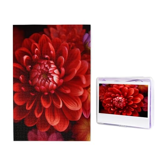 1000 Teile Puzzle – Rote schöne Blumen-Puzzles für Erwachsene, herausforderndes Puzzle, personalisiertes Bildpuzzle, Holzpuzzle, 74,9 x 50 cm von Dwrepo