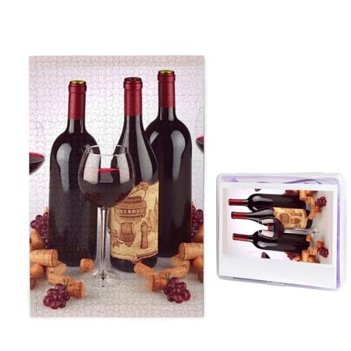 1000 Teile Puzzle – Rotwein-Puzzles für Erwachsene, herausforderndes Puzzle, personalisiertes Bildpuzzle, Holzpuzzle, 74,9 x 50 cm von Dwrepo