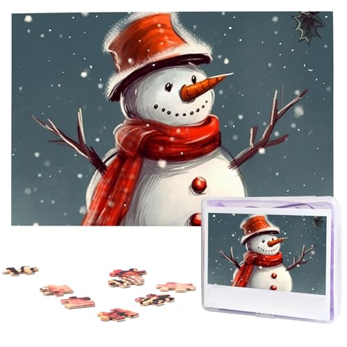 1000 Teile Puzzle – Schneemann-Puzzles für Erwachsene, herausforderndes Puzzle, personalisiertes Bildpuzzle, Holzpuzzle, 74,9 x 50 cm von Dwrepo