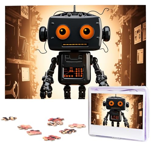 1000 Teile Puzzle – Schwarze Roboter-Puzzles für Erwachsene, herausforderndes Puzzle, personalisiertes Bildpuzzle, Holzpuzzle, 74,9 x 50 cm von Dwrepo