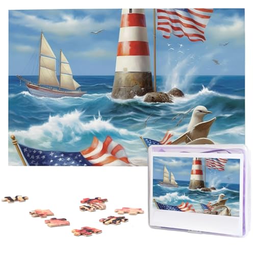 1000 Teile Puzzle – Sea to Shining Sea Patriotische Puzzles für Erwachsene, anspruchsvolles Puzzle, personalisiertes Bild, Puzzle, Holzpuzzle, 74,9 x 50 cm von Dwrepo