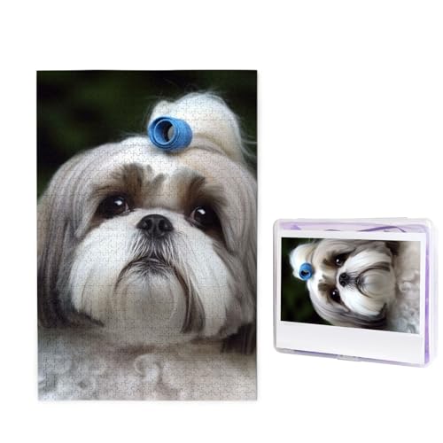 1000 Teile Puzzle – Shih Tzu Hund Puzzles für Erwachsene, herausforderndes Puzzle, personalisiertes Bild, Puzzle, Holzpuzzle, 74,9 x 50 cm von Dwrepo