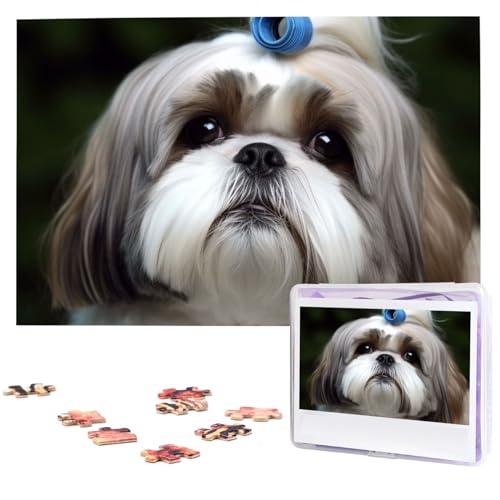 1000 Teile Puzzle – Shih Tzu Hund Puzzles für Erwachsene, herausforderndes Puzzle, personalisiertes Bild, Puzzle, Holzpuzzle, 74,9 x 50 cm von Dwrepo