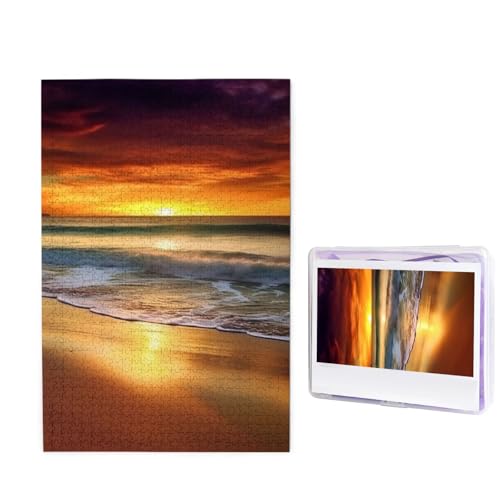 1000 Teile Puzzle – Sonnenuntergang Strand Puzzles für Erwachsene, herausforderndes Puzzle, personalisiertes Bild, Puzzle, Holzpuzzle, 74,9 x 50 cm von Dwrepo