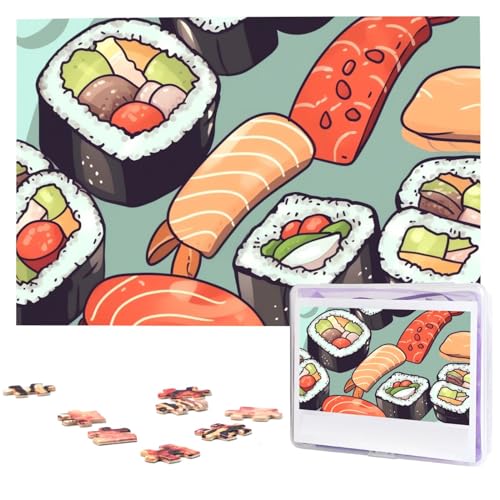 1000 Teile Puzzle – Sushi-Puzzles für Erwachsene, herausforderndes Puzzle, personalisiertes Bildpuzzle, Holzpuzzle, 74,9 x 50 cm von Dwrepo