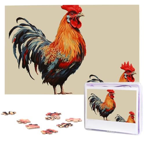 1000 Teile Puzzle – Tierkunst, Huhn-Malpuzzles für Erwachsene, anspruchsvolles Puzzle, personalisiertes Bild, Puzzle, Holzpuzzle, 74,9 x 50 cm von Dwrepo