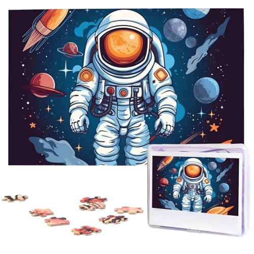 1000 Teile Puzzle – Universum Astronaut Rakete Galaxie Puzzles für Erwachsene Herausforderndes Puzzle Personalisiertes Bild Puzzle Holzpuzzle 74,9 x 50 cm von Dwrepo