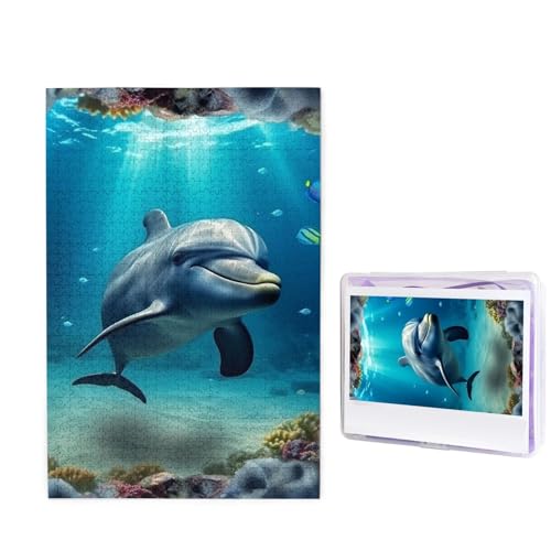 1000 Teile Puzzle – Unterwasserwelt Delfin-Puzzles für Erwachsene, herausforderndes Puzzle, personalisiertes Bildpuzzle, Holzpuzzle, 74,9 x 50 cm von Dwrepo