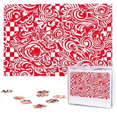 1000 Teile Puzzle – rot-weiße Puzzles für Erwachsene, herausforderndes Puzzle, personalisiertes Bildpuzzle, Holzpuzzle, 74,9 x 50 cm von Dwrepo