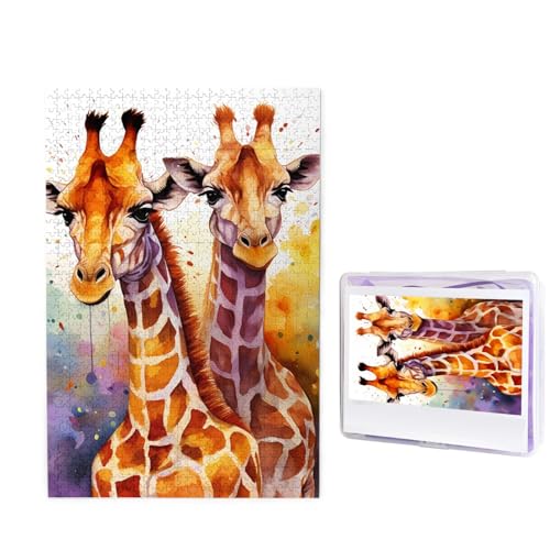 1000-teiliges Puzzle – Aquarell-Giraffen-Puzzles für Erwachsene, herausforderndes Puzzle, personalisiertes Bildpuzzle, Holzpuzzle, 74,9 x 50 cm von Dwrepo