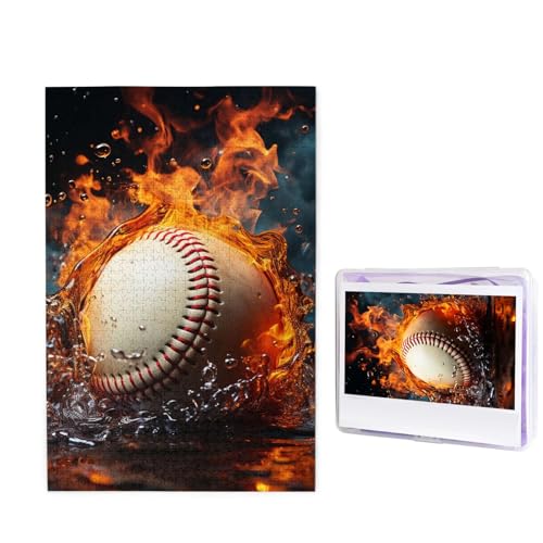 1000-teiliges Puzzle – Feuerwasser-Baseball-Puzzles für Erwachsene, herausforderndes Puzzle, personalisiertes Bildpuzzle, Holzpuzzle, 74,9 x 50 cm von Dwrepo