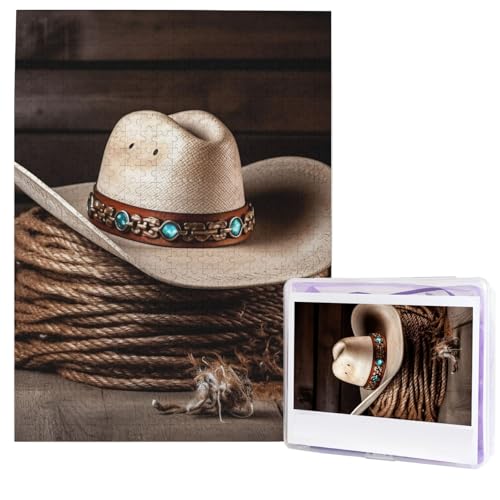 500 Teile Puzzle – American West Rodeo Hut Puzzles für Erwachsene, herausforderndes Puzzle, personalisiertes Bild, Puzzle, Holzpuzzle, 51,8 x 38,1 cm von Dwrepo