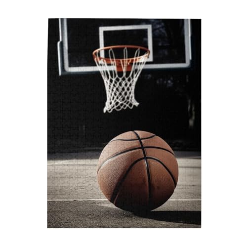 500 Teile Puzzle – Basketball-Puzzles für Erwachsene, herausforderndes Puzzle, personalisiertes Bild, Holzpuzzle, 51,8 x 38,1 cm von Dwrepo