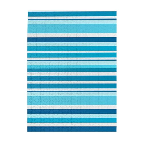 500 Teile Puzzle – Blau gestreifte Puzzles für Erwachsene, herausforderndes Puzzle, personalisiertes Bildpuzzle, Holzpuzzle, 51,8 x 38,1 cm von Dwrepo