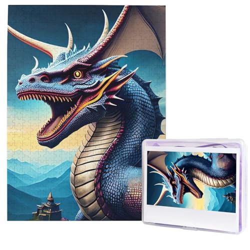 500 Teile Puzzle – Brüllender Drache Puzzles für Erwachsene, herausforderndes Puzzle, personalisiertes Bild, Puzzle, Holzpuzzle, 51,8 x 38,1 cm von Dwrepo