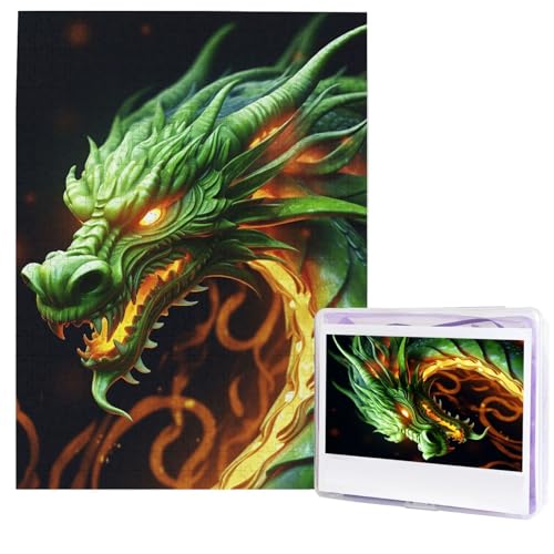 500 Teile Puzzle – Chinesischer Drache Puzzles für Erwachsene, herausforderndes Puzzle, personalisiertes Bildpuzzle, Holzpuzzle, 51,8 x 38,1 cm von Dwrepo