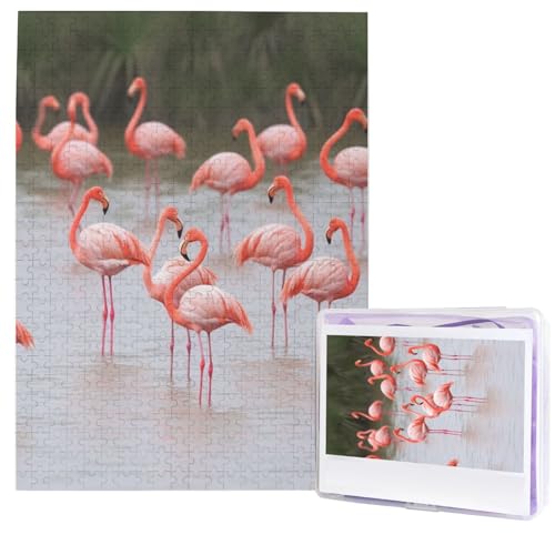 500 Teile Puzzle – Flamingos Puzzles für Erwachsene, herausforderndes Puzzle, personalisiertes Bild, Puzzle, Holzpuzzle, 51,8 x 38,1 cm von Dwrepo