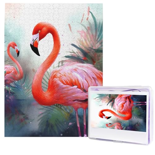 500 Teile Puzzle – Gemalte Flamingo-Puzzles für Erwachsene, herausforderndes Puzzle, personalisiertes Bildpuzzle, Holzpuzzle, 51,8 x 38,1 cm von Dwrepo