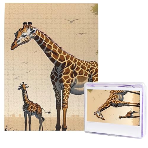 500 Teile Puzzle – Giraffen-Puzzles für Erwachsene, herausforderndes Puzzle, personalisiertes Bildpuzzle, Holzpuzzle, 51,8 x 38,1 cm von Dwrepo