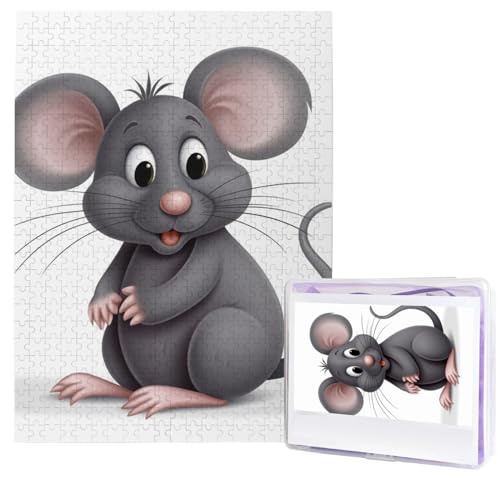 500 Teile Puzzle – Graue Ratten-Puzzles für Erwachsene, herausforderndes Puzzle, personalisiertes Bildpuzzle, Holzpuzzle, 51,8 x 38,1 cm von Dwrepo