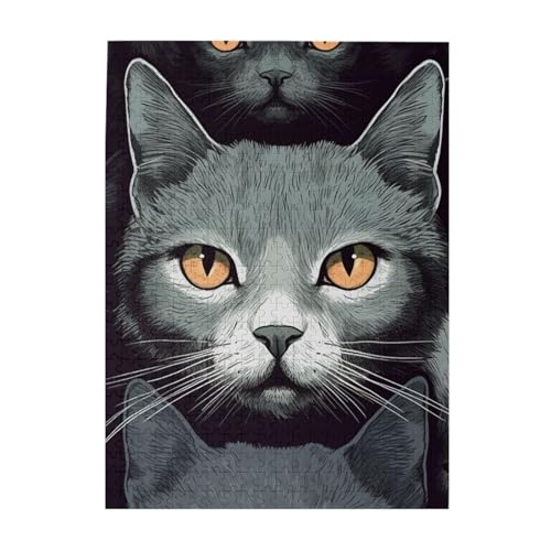 500 Teile Puzzle – Katzen-Puzzles für Erwachsene, herausforderndes Puzzle, personalisiertes Bild, Puzzle, Holzpuzzle, 51,8 x 38,1 cm von Dwrepo