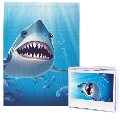 500 Teile Puzzle – Lächelnder Hai Puzzles für Erwachsene, herausforderndes Puzzle, personalisiertes Bild, Puzzle, Holzpuzzle, 51,8 x 38,1 cm von Dwrepo